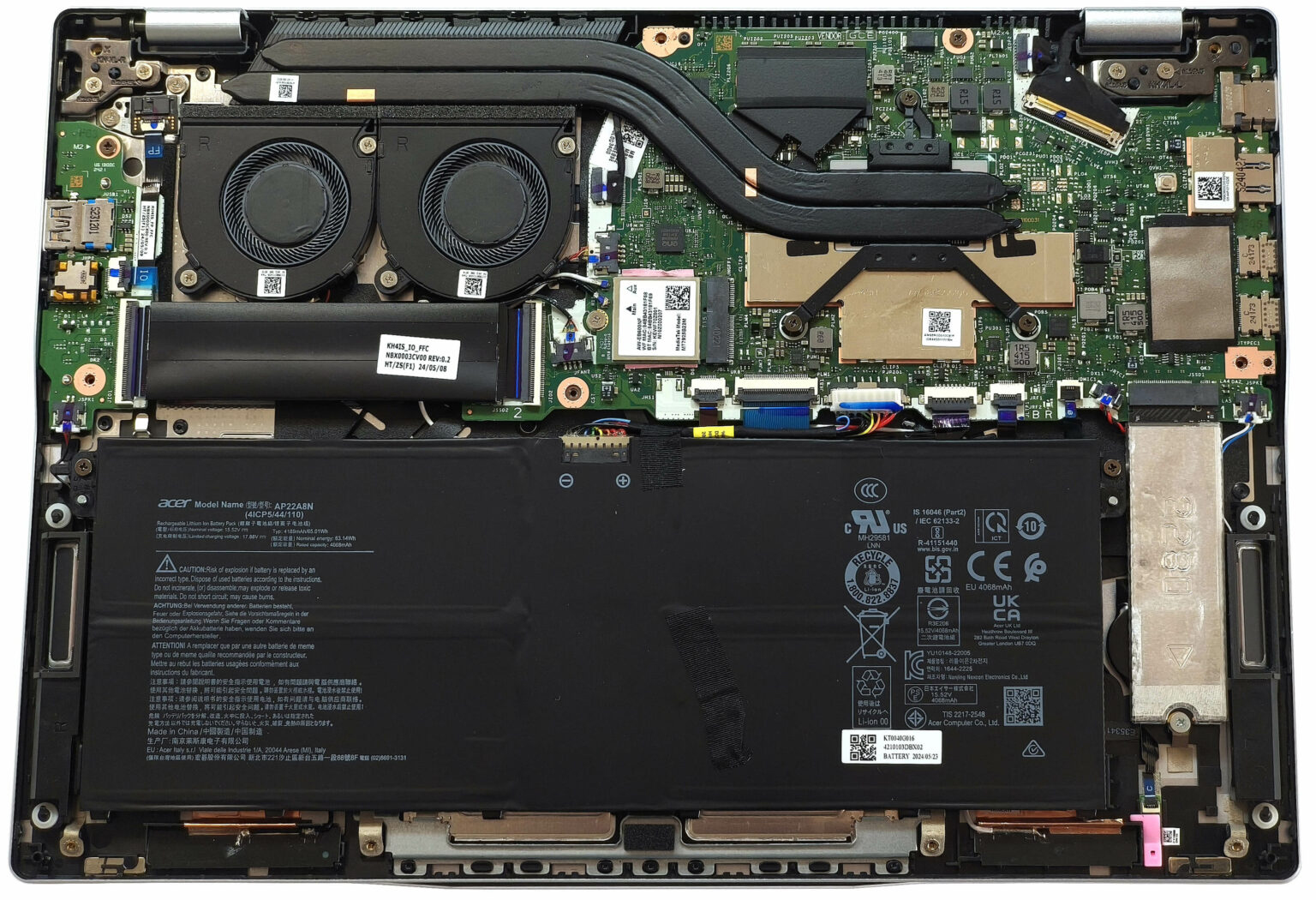 Internal Photo of Acer Swift 14 AI SF14-11, SF14-11T, SF14-51, SF14-51T, SF14-61, SF14-61T, backlit US keyboard blue AI (ACER SF14-61T)